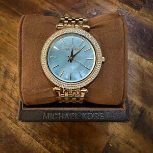 Michael Kors Gold Watch with Aqua Dial